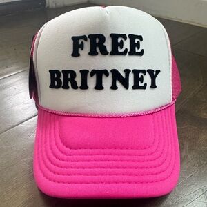 Pink and White 'Free Britney' Trucker Hat